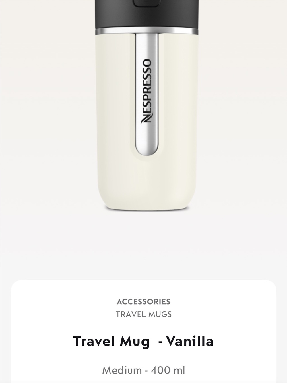NEW- Nespresso Travel Mug - Vanilla